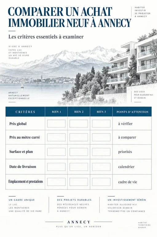 Critères pour comparer un achat en immobilier neuf à Annecy