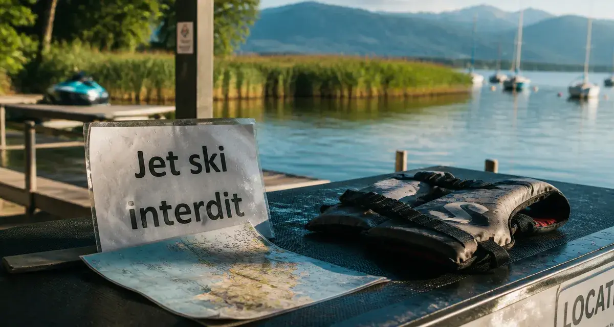 Affiche “Jet ski interdit” au lac d’Annecy, jet ski lac annecy