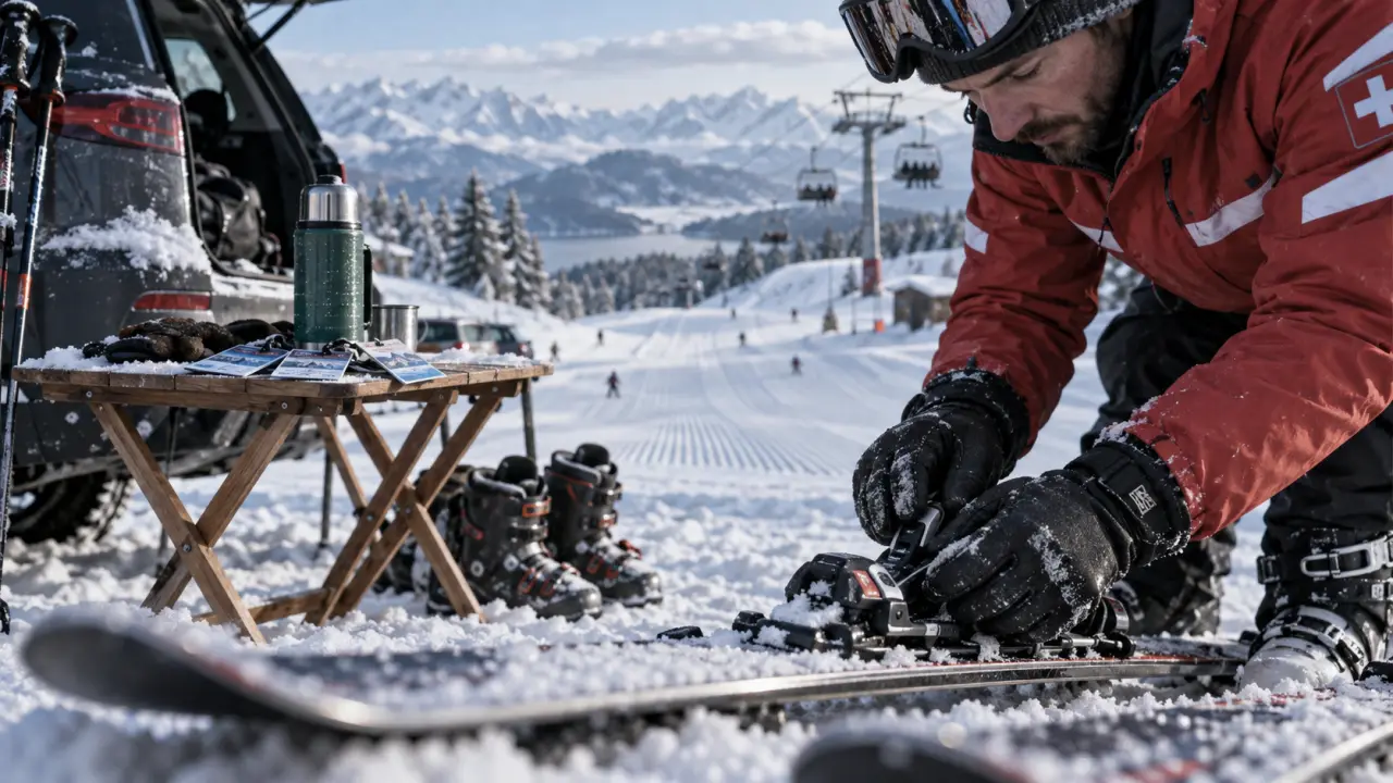 Piste de ski Annecy : sortie locale en station proche, skis et forfaits sur table enneigée