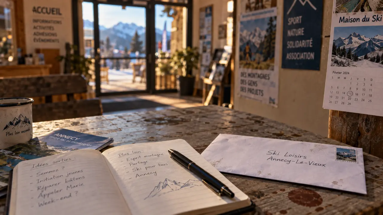 ski loisirs annecy le vieux, carnet et enveloppe à l’accueil montagne