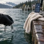 Temperature lac Annecy : thermometre immersible sur la rive