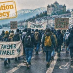 À Annecy, une quarantaine de manifestants en route vers la vieille ville