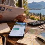 Camping annecy vacaf : parent vérifie les documents et devis de camping