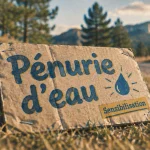 Des panneaux sur la pénurie d’eau posés sur le plateau des Bornes